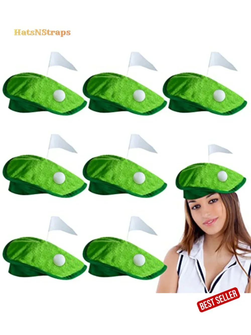 Funny Golf Hat with Ball & Flag Party Costume Accessories Unisex Beret Novelty